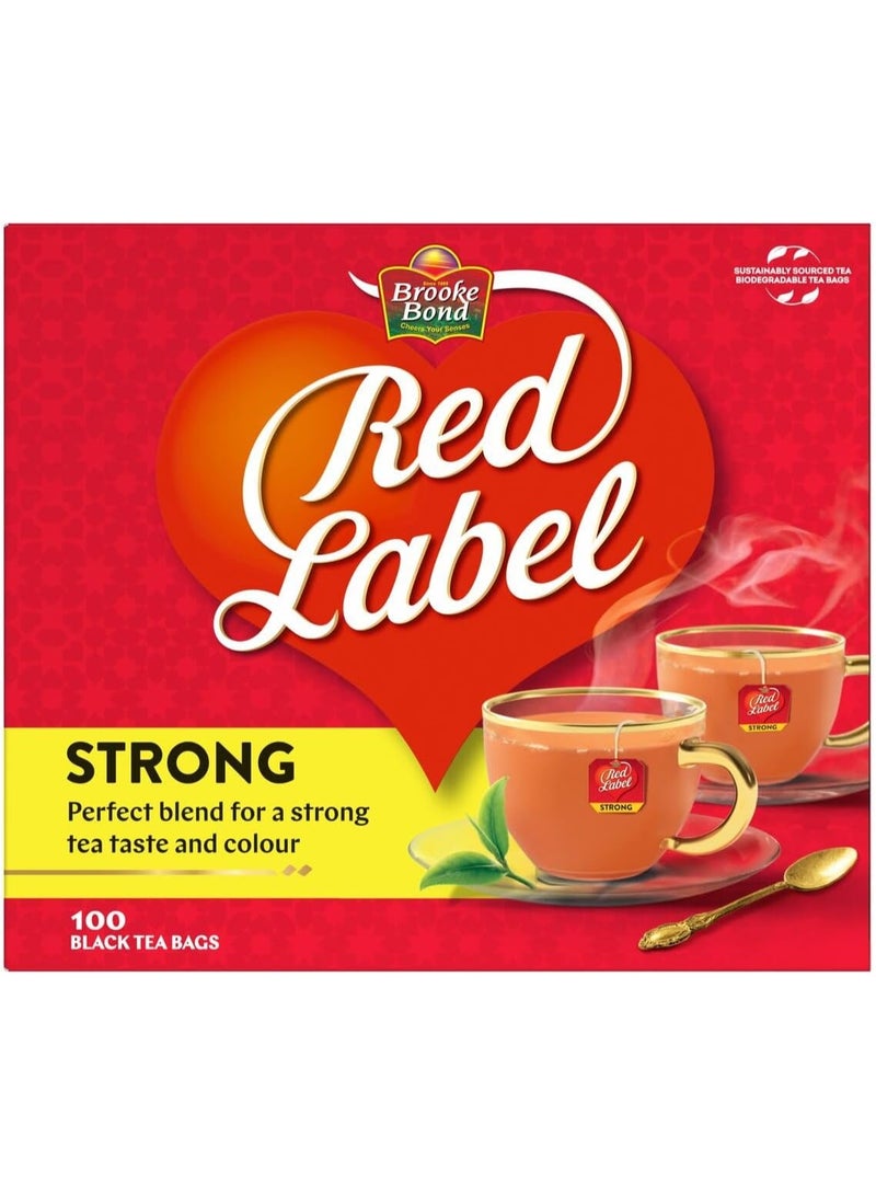 Red Label عبوة قوية تحتوي على 100 كيس شاي أسود - Image 1